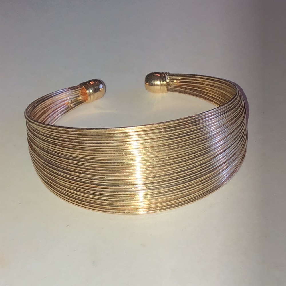 Elegant Gold Tone Multi-Row Boho Cuff Bracelet